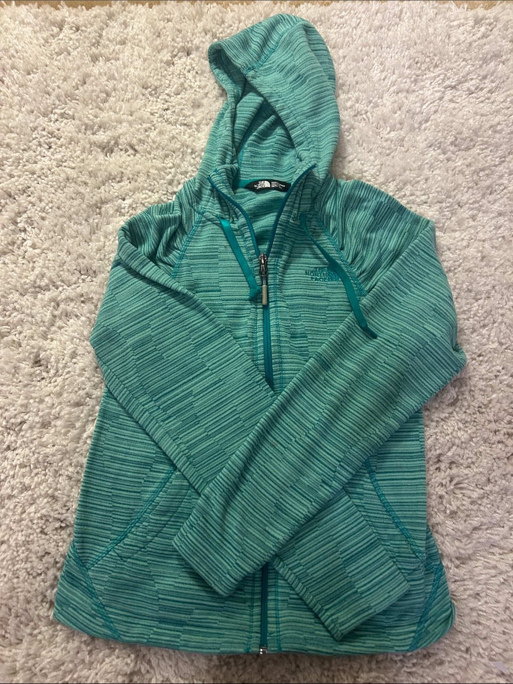 The North Face Teal Striped Hooded Utility Jacket - Women's